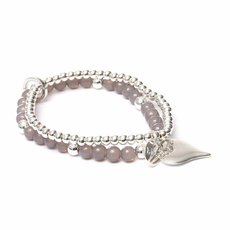 Biba Armband Doppelt Mit Anh nger HERZ Grau biba-armband-doppelt-mit-anh-nger-herz-grau