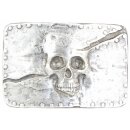 Gürtelschnalle SPLIT SKULL / TOTENKOPF SILBER