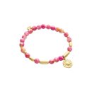 biba Armband Naturstein pink SONNE goldfarbig