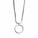 biba Kette lang GRAU mit Metall silberfarbig