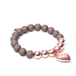 biba Armband Taupe mit Rosé Herz