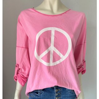 LANGARM-SHIRT mit PEACE Zeichen - Pink