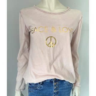 LANGARM-SHIRT mit Print PEACE & LOVE - Altrosa