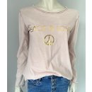 LANGARM-SHIRT mit Print PEACE & LOVE - Altrosa