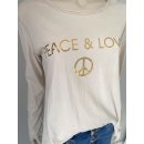 LANGARM-SHIRT mit Print PEACE & LOVE - Creme