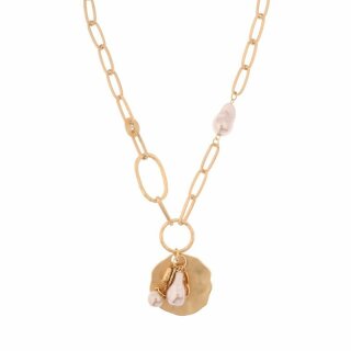 biba Kette goldfarben mit Glasperlen - Beige