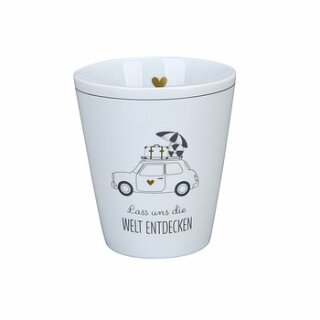 KRASILNIKOFF HAPPY MUG / Becher LASS UNS DIE WELT ENTDECKEN
