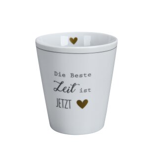 KRASILNIKOFF HAPPY MUG / Becher DIE BESTE ZEIT IST JETZT