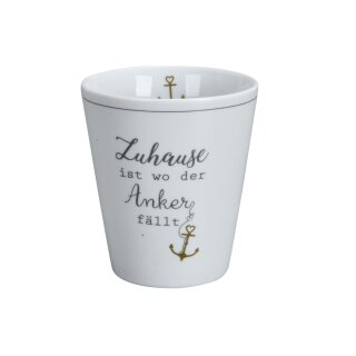 KRASILNIKOFF HAPPY MUG / Becher ZUHAUSE IST WO DER ANKER FÄLLT