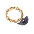 biba Armband Metall goldfarben mit Quasten - grau