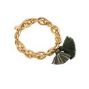 biba Armband Metall goldfarben mit Quasten - khaki