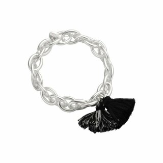 biba Armband Metall silberfarben mit Quasten - schwarz