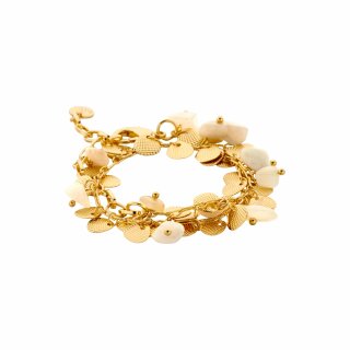 biba Fußkettchen Metall gold / Naturstein weiß
