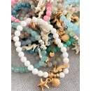 biba Armband Naturstein rosa SEEPFERDCHEN MUSCHEL SEESTERN gold