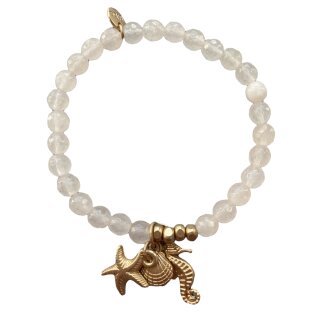 biba Armband Naturstein SEEPFERDCHEN MUSCHEL SEESTERN gold