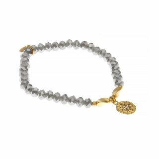biba Armband Crystal grau mit Metall gold