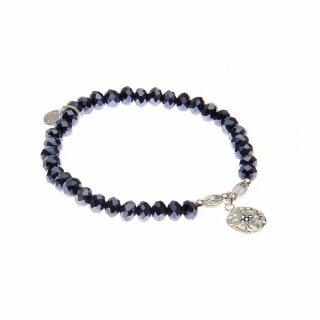 biba Armband Crystal dunkelblau mit Metall silber