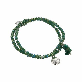 biba Armband MUSCHEL doppelt grün silberfarbig
