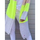 Strickjacke STOCKHOLM  - Neongelb-Creme-Grau