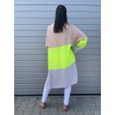 Strickjacke STOCKHOLM  - Neongelb-Creme-Grau