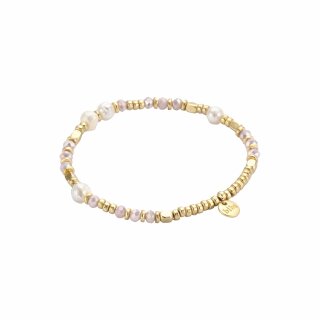 biba Armband Metall mit Süßwasserperlen - Rosa