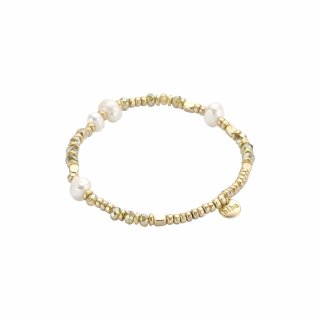 biba Armband Metall mit Süßwasserperlen - Grün