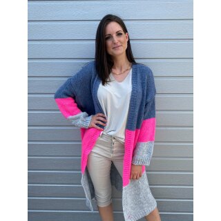 Strickjacke STOCKHOLM - Blau-Pink-Grau