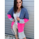 Strickjacke STOCKHOLM - Blau-Pink-Grau