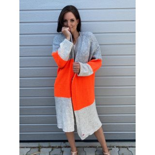 Strickjacke STOCKHOLM - Grau-Orange-Beige