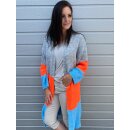 Strickjacke STOCKHOLM - Grau-Orange-Blau