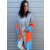 Strickjacke STOCKHOLM - Grau-Orange-Blau