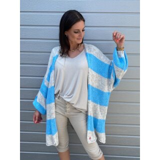 Oversize Strickjacke COPENHAGEN - Beige-Blau