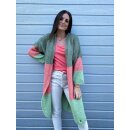 Strickjacke STOCKHOLM - Khaki-Koralle-Grün