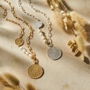 biba Kette mit Anhänger u. perlfarbenen Glasperlen - Silber