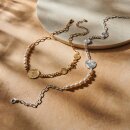 biba Kette mit Anhänger u. perlfarbenen Glasperlen - Gold