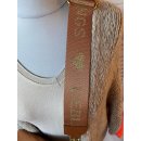 Crossbag / Bauchtasche aus Leder mit breitem Gurt & goldfarbenen Details - Cognac