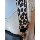 Crossbag / Bauchtasche aus Leder mit breitem Gurt & goldfarbenen Details - Schwarz