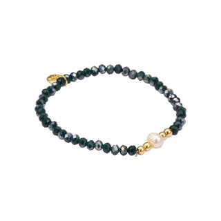 biba Armband Crystal mit Süßwasserperle - Dunkelgrün