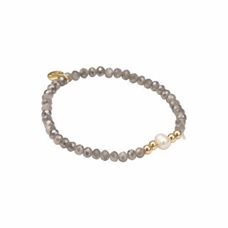 biba Armband Crystal mit Süßwasserperle - Grau