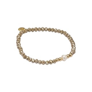 biba Armband Crystall mit Süßwasserperle - Beige