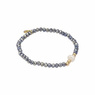 biba Armband Crystall mit Süßwasserperle - Blaugrau