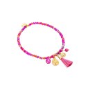 biba Armband Crystal Pink mit Anhängern goldfarben