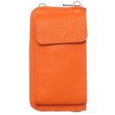 Portemonnaie-/Handytasche aus Leder - orange