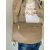 Crossbag / Bauchtasche aus Leder mit breitem Gurt & goldfarbenen Details - Taupe
