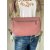 Crossbag / Bauchtasche aus Leder mit breitem Gurt & silberfarbenen Details - Rosé