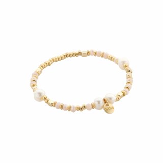 biba Armband goldfarben mit Süßwasserperlen - Crystal beige