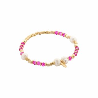 biba Armband goldfarben mit Süßwasserperlen - Crystal pink