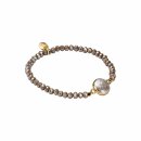 biba Armband Crystal mit flache großer Perle - Taupe