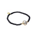 biba Armband Crystal mit flache großer Perle - Schwarz
