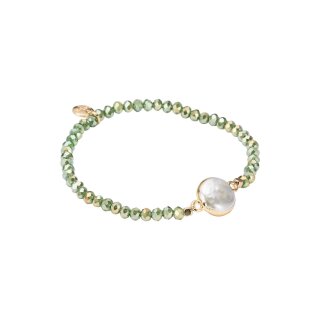 biba Armband Crystal mit flacher großer Perle - Hellgrün